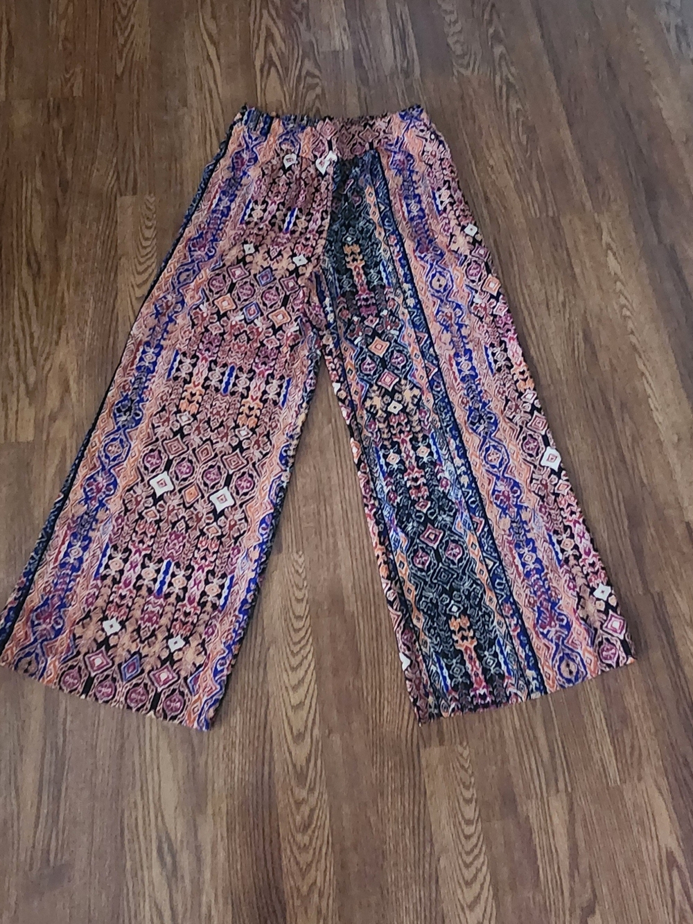 Xhilaration Wide-Leg Printed Palazzo Pants - Orangr, Blue, Black